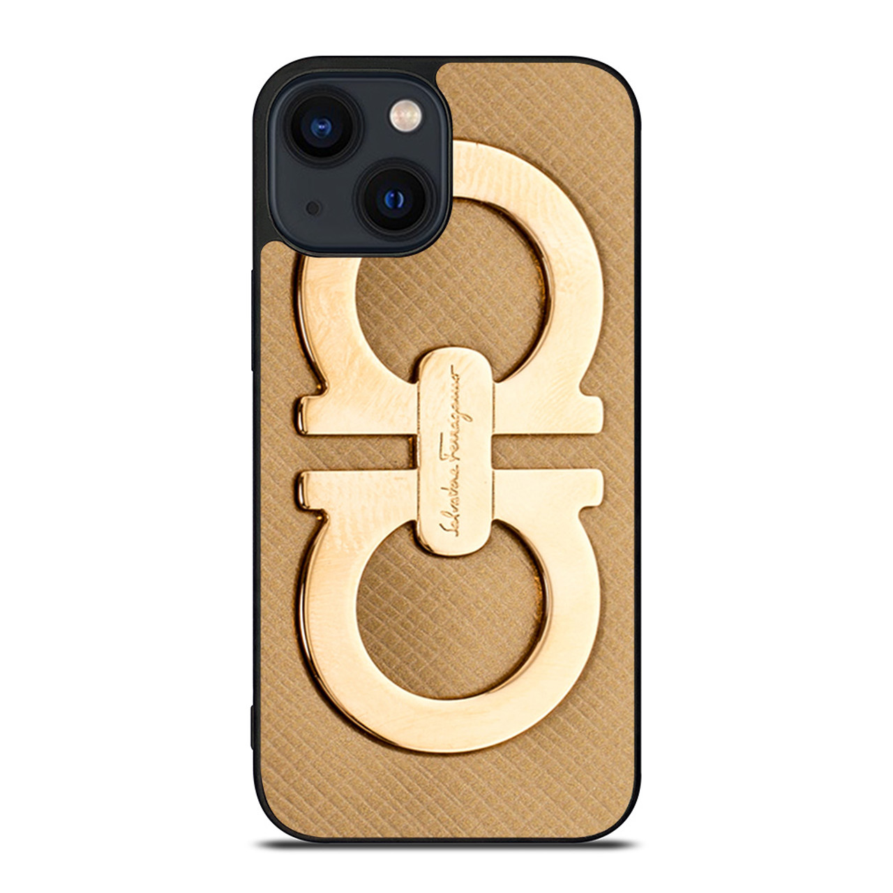 SALVATORE FERRAGAMO GOLD LOGO iPhone 14 Plus Case Cover